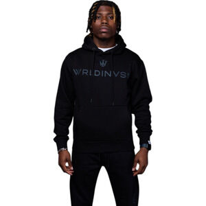 WRLDINVSN Men’s Black Hoodie Streetwear Pullover Sweatshirt Size Large Logo